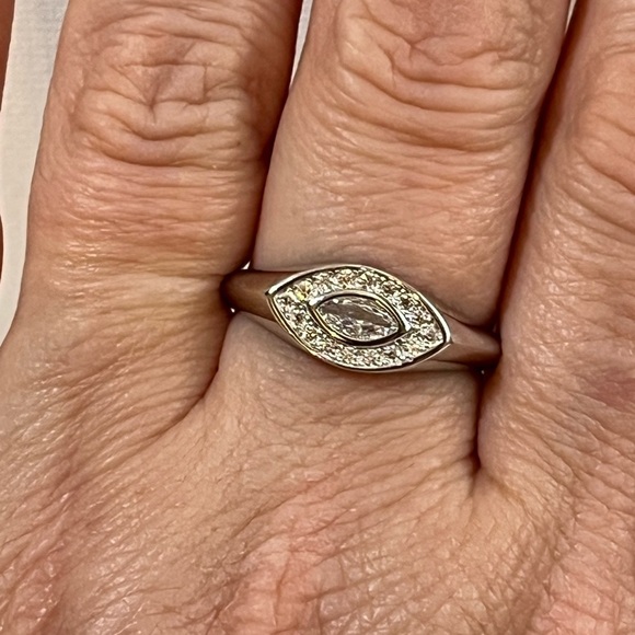 SOLID 925 STERLING SILVER EVIL EYE RING - Picture 2 of 5